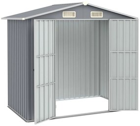 Градинска барака, сива, 205x129x183 см, поцинкована стомана