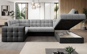 Ъглов диван Bale U-Светлосив - Черен-Десен