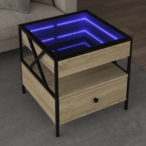 Sonata H Маса за кафе с Infinity LED, сонома дъб, 50x50x51 см