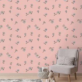 Самозалепващ тапет – Розов фон с бели цветчета