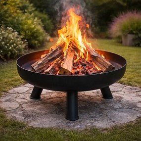 Градинска чугунена камина 60 см - камина на дърва с високи крака