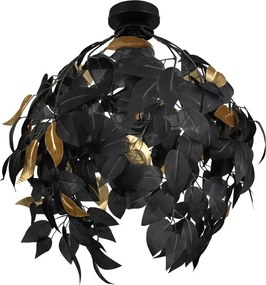 Матово черно метално осветително тяло за таван с пластмасов абажур ø 38 cm Leavy – Reality