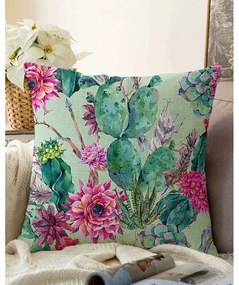 Зелена калъфка за възглавница със смес от памук Cactus, 55 x 55 cm - Minimalist Cushion Covers