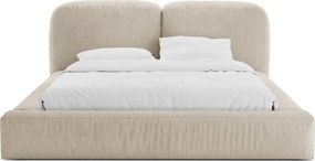 Бежово двойно легло 180x200 cm тапицирано с място за съхранение с включена подматрачна рамка Martina – Micadoni