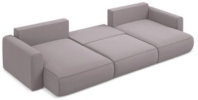 Кадифен разтегателен ъглов диван с място за съхранение в цвят лавандула (U форма) Kapua – Makamii