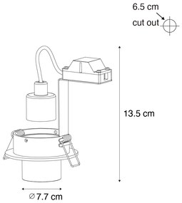 Комплект от 6 вградени спота черни GU10 35mm кръгли с наклон - Installa