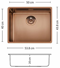 Leks FERRARA PLUS 500 U CU Кухненска мивка за вграждане