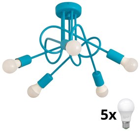 Детски плафон OXFORD 5xE27/15W/230V син