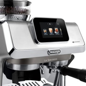 Еспресо машина DeLonghi EC9455.M La Specialista Touch, 1450W, 19 bar, 1.7 л, 4 темп, 5 нива на пяна, 15 степени на смилане, Bean adapt, Сензорен дисплей, Сребрист