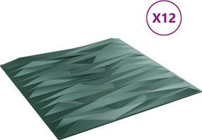 Стенни панели 12 бр зелени 50x50 см XPS 3 м² камък