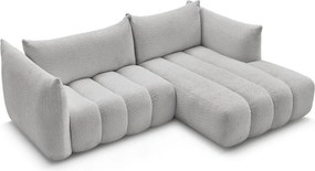 Светлосив ъглов диван от прежда с примки от букле (десен ъгъл) Azra – Bobochic Paris