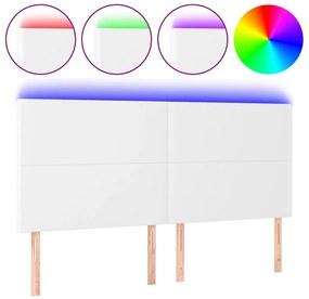 3122247 vidaXL LED горна табла за легло, бяла, 180x5x118/128см изкуствена кожа