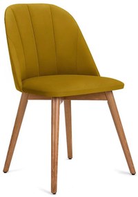 Трапезен стол BAKERI 86x48 см жълт/светъл дъб