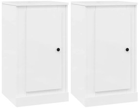 816205 vidaXL Сайдборд, 2 бр, бял гланц, 37,5x35,5x67,5 см, инженерно дърво