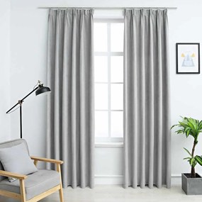 134469 vidaXL Затъмняващи завеси с куки, 2 бр, сиви, 140x245 см