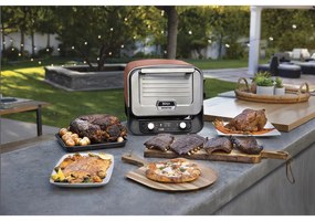 Електрическа фурна Ninja Woodfire OO101EU, 2400W, 8 програми, Таймер, LED дисплей, Автоматично изключване, Червен/Черен