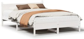855592 vidaXL Рамка за легло без матрак, бял, 140x200 см, бор масив