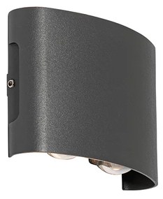 Външна стенна лампа тъмно сива Вкл. LED 4-светлинна IP54 - Silly
