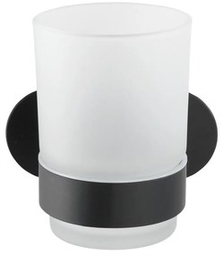 Матовочерна самодържаща се стъклена чаша за четка за зъби Orea - Wenko