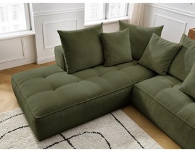 Зелен шенилов ъглов диван (десен ъгъл/L форма) Whesley – Bobochic Paris