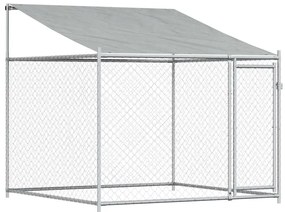 172559 vidaXL Кучешка клетка с покрив и врата сив 2x2x2 м поцинкована стомана