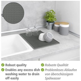 Сива гумена тавичка за оттичане за съдовете 40x30 cm Maxi – Wenko