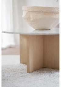 Кръгла масичка за кафе от бяло-кафяв мрамор 90x90 cm Brooksville - Rowico