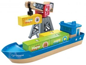 Комплект за игра, Hape, Товарен кораб и кран, 6 части