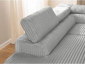 Светлосив ъглов диван от рипсено кадифе (ляв ъгъл L форма) Marbeya – Ropez