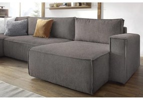 Тъмносив велурен U-образен разтегателен диван Nihad - Bobochic Paris