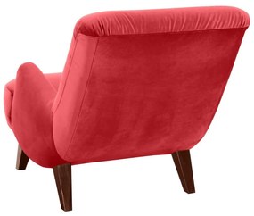 Червен фотьойл с крака от кафяв велур Brandford - Max Winzer
