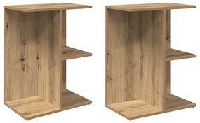 858667 vidaXL Нощни масички 2 бр дъб артизан 46,5x29x61 см инженерно дърво