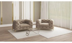 Сиво-бежово кадифено кресло Chelsea Bis – Ropez