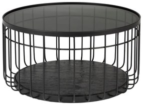 Черна масичка за кафе със стъклен плот, ø 60 cm Lance - White Label