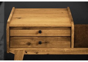 Пейка с чекмеджета от дъбова дървесина с оранжева седалка Retro - The Beds