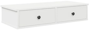 859950 vidaXL Стенен рафт с чекмеджета, бял, 80x34x17 см, инженерно дърво