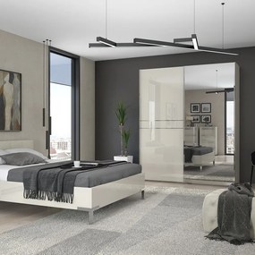 Гардероб с плъзгащи врати Realm 180 с огледало-бежов