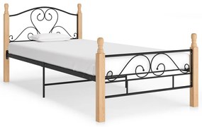 324939 vidaXL Рамка за легло, черна, метал, 90x200 см
