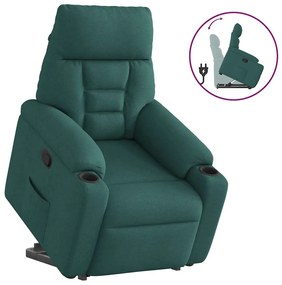 3303038 vidaXL Изправящ реклайнер стол, тъмнозелен, текстил
