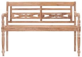 316035 vidaXL Пейка Батавия, 120 см, промито бяло, тиково дърво масив