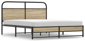 3318679 vidaXL Метална рамка за легло, без матрак, опушен дъб, 160x200 см