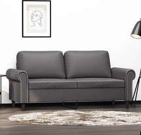359506 vidaXL 2-местен диван, сив, 140 см, изкуствена кожа