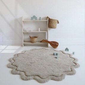 Бежов ръчно изработен памучен кръгъл килим подходящ за пране ø 110 cm Sweet April Lin – Nattiot