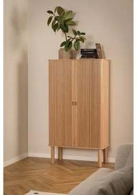 Шкафче от дъб с плъзгащи се врати в естествен цвят 80x145 cm Langley – Actona