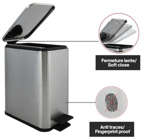 Стоманено кошче за боклук с педал в матово сребрист цвят 5 l Erik – Spirella