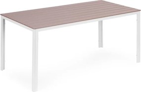 Голяма градинска маса в бежово с бели крака