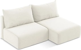 Кремав кадифен сгъваем/с място за съхранение ъглов диван (десен ъгъл) Kalena – Makamii