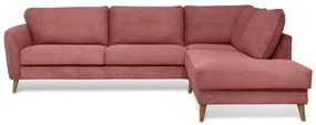 Розов ъглов диван от рипсено кадифе (десен ъгъл) Paris – Scandic