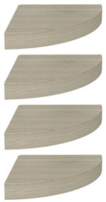 323906 vidaXL Окачени ъглови рафтове, 4 бр, дъб, 25x25x3,8 см, МДФ