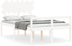 3195517 vidaXL Легло за възрастни с табла, бяло, Small Double, масивно дърво